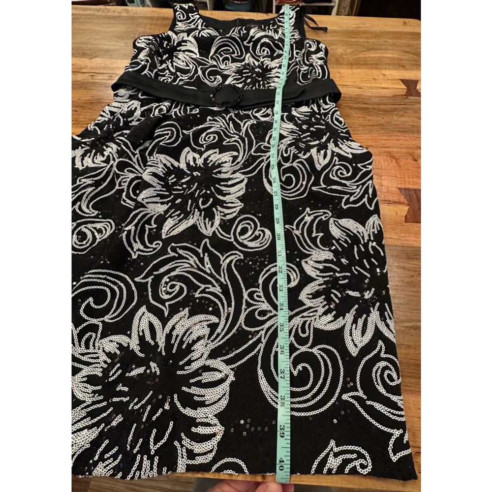 Alex Evenings Black Silver Sequin Floral Sheath Dress 14W - Picture 14 of 14